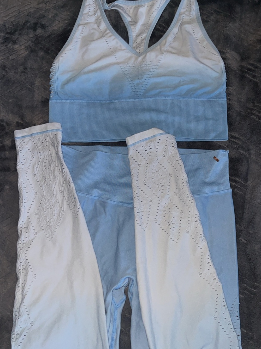 PINK Victoria's Secret Light Blue Active Bra and Leggings Set